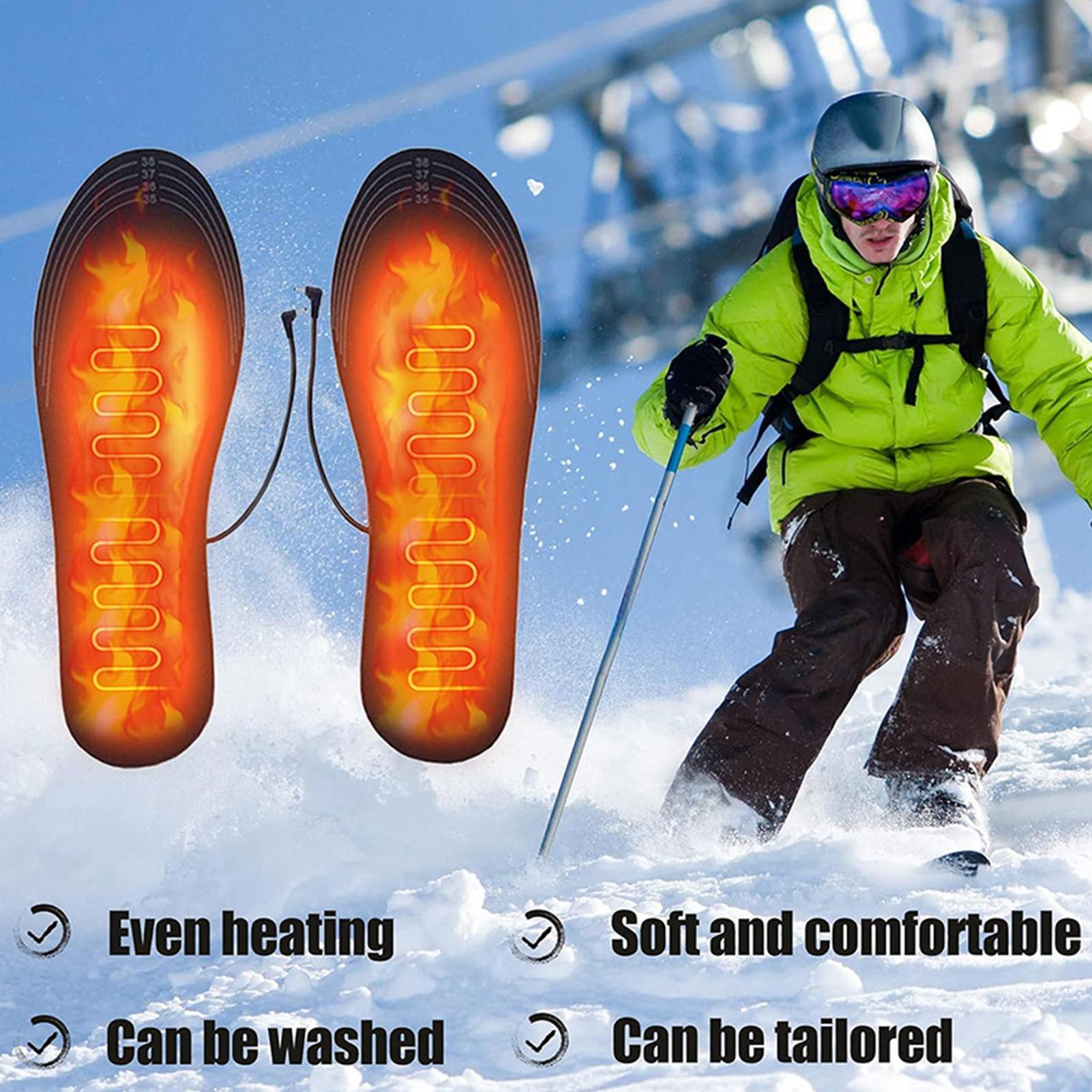 Cycling Shoe Insoles - USB 加熱インソールカット可能なフットウォーマーパッド冬暖かい靴インサートスキーヤースノーボーダーハイカー漁師スキー乗馬用