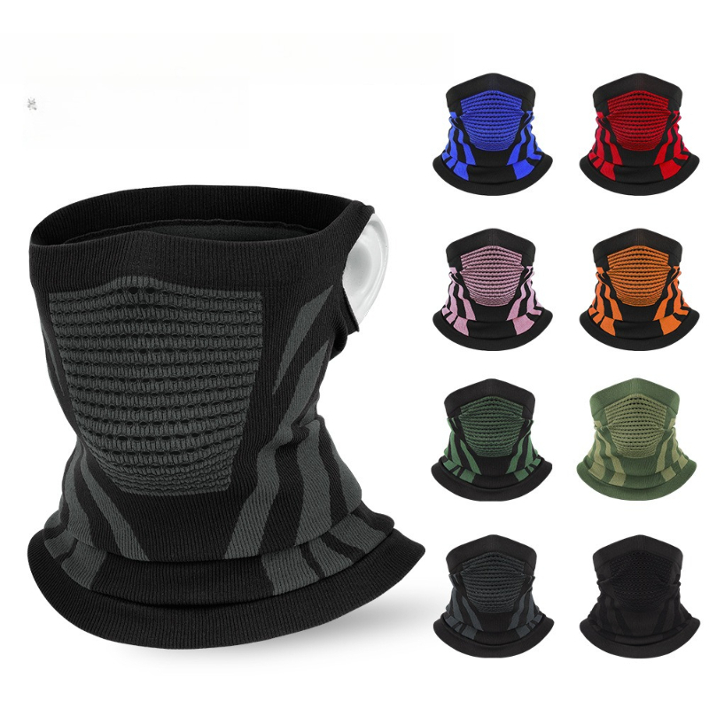 Cycling Face Mask - オールシーズン対応 ストレッチ素材 通気性のあるイヤーループ付き サイクリングバイザー ネックゲイター 厚手サーマル