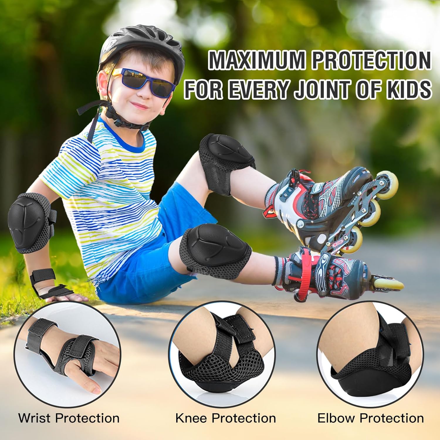 6個入り子供用保護具セット、3～14歳向け、スケート、サイク - Cycling Gear Of The Year のレビューと価格