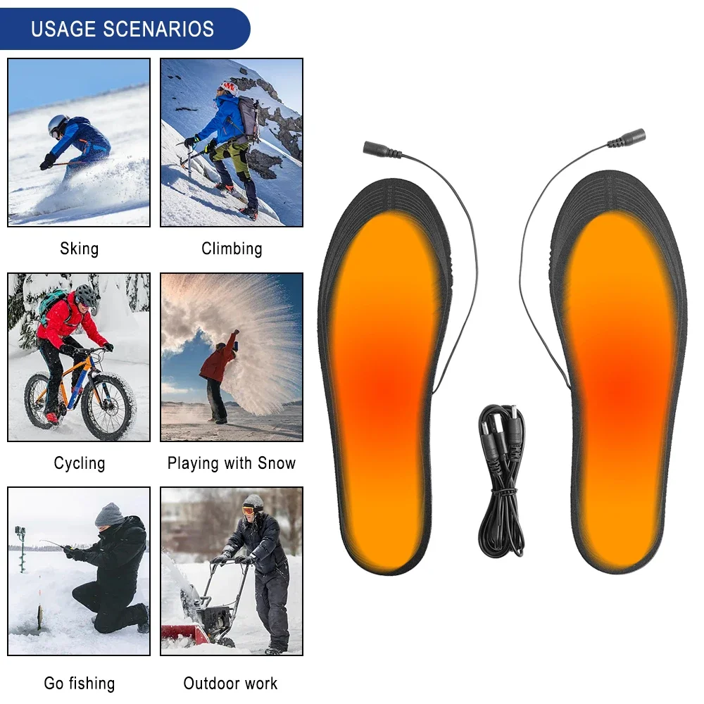 温暖化インソール靴 USB 加熱された足電気ウォーマー靴下マ - Cycling Shoe Insoles のレビューと価格